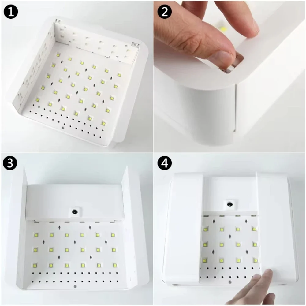 72 خرزة مصباح قابلة للطي مزدوجة الأغراض بأربعة سرعات توقيت طلاء أظافر يعمل بالأشعة تحت الحمراء مصباح أظافر LED للخبز