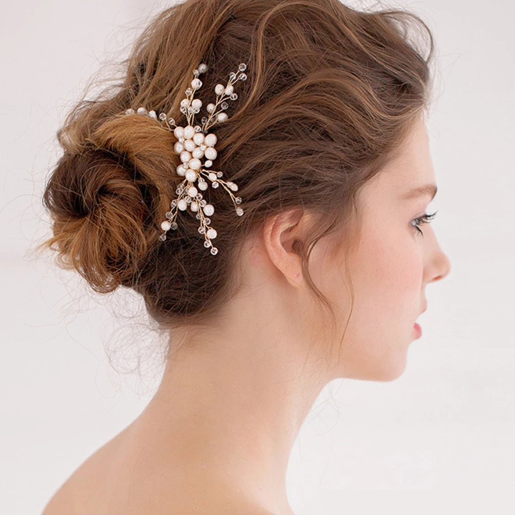 

Crystal Hair Comb Wedding Headpiece Bride Insert Women Hairpin Pearl Bridal Girl Child Rhinestone Copper Wire High Quality