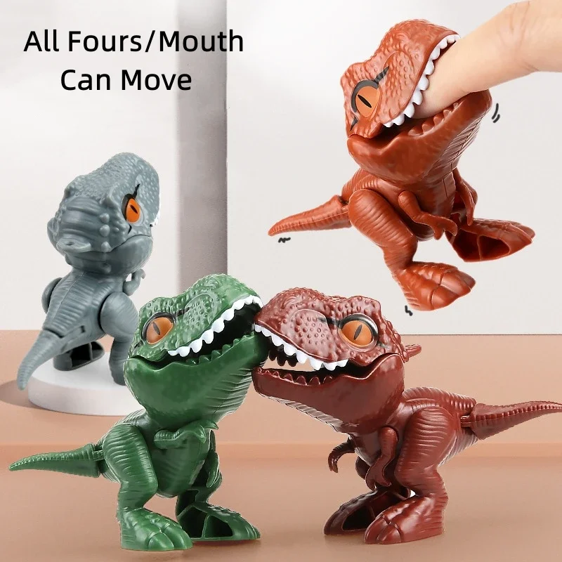 Jurassic Triceratops Tyrannosaurus Dinosaur Finger Model Toys for Kids Interactive Fun Biteable Creative Boys Gift Blind Box