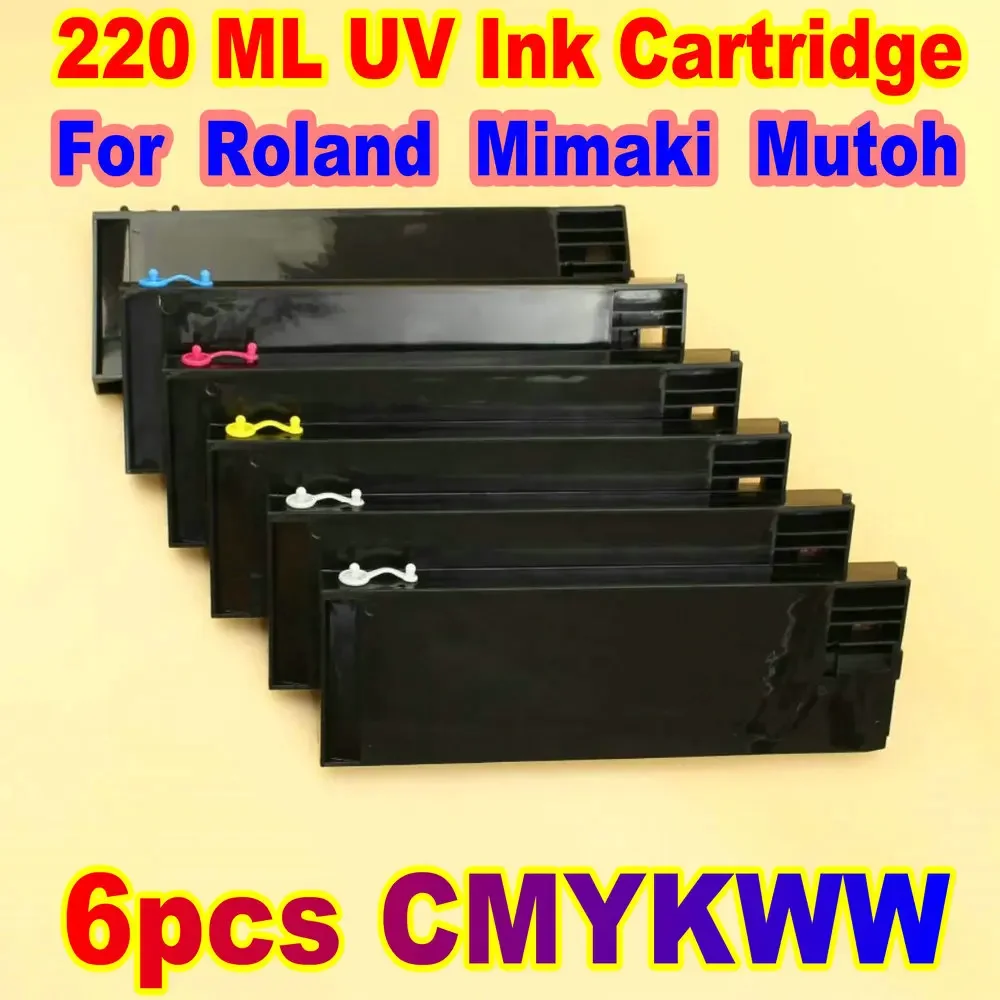 Wkład atramentowy UV 220ml puste drukarki wielokrotnego napełniania wkład UV do Mutoh Roland Mimaki wkłady do druku UV części eksploatacyjne