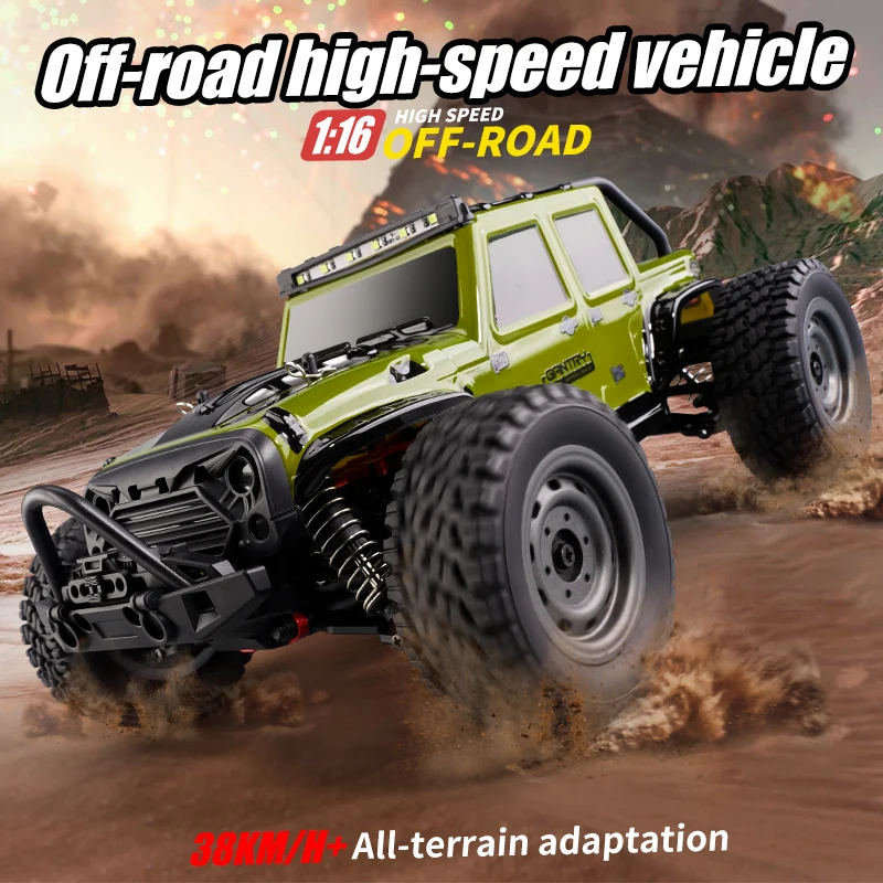 

New Sand Four-wheel Drive Remote Control Car 1:16 Truck With Tail Wing Pickup Truck Electric Toy Children's Gift Scy-16103