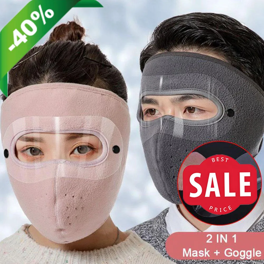Winter Full Face Protection Headgear Warm Polar Fleece Mask Windproof Riding Goggles Mouth Shield for Outdoor Sports image 2