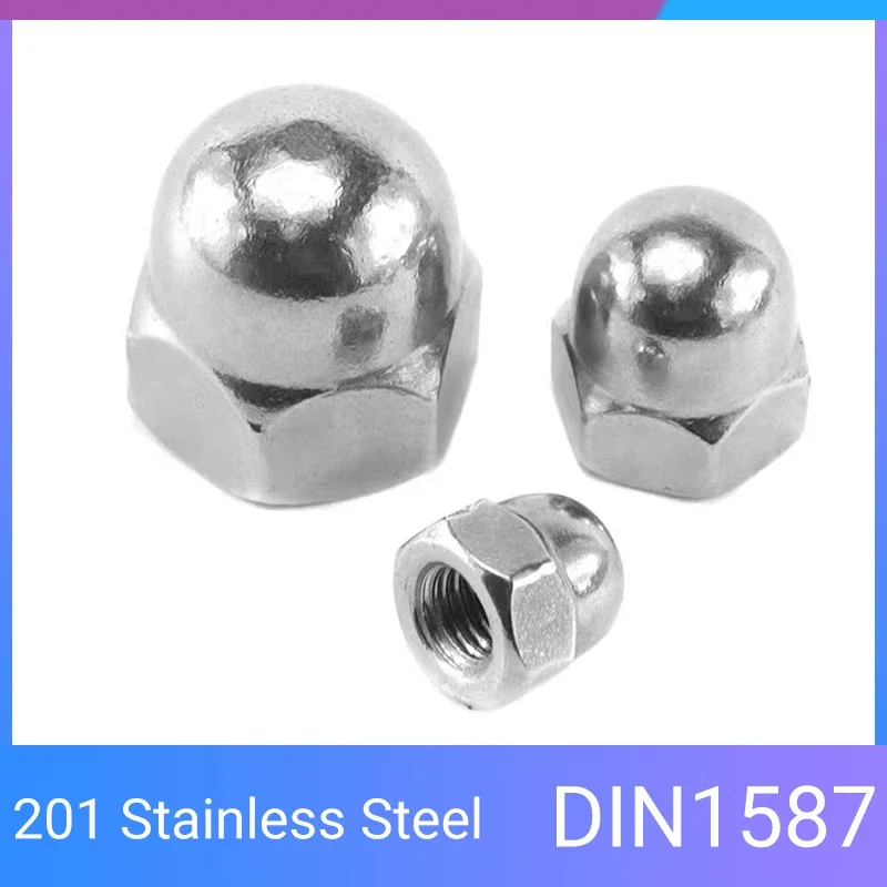 Hexagon Decorative Semicircle Cap Cover Nut M4 M5 M6 M8 M10 M12 201 Stainless Steel Hex Cap Nut Domed Nuts