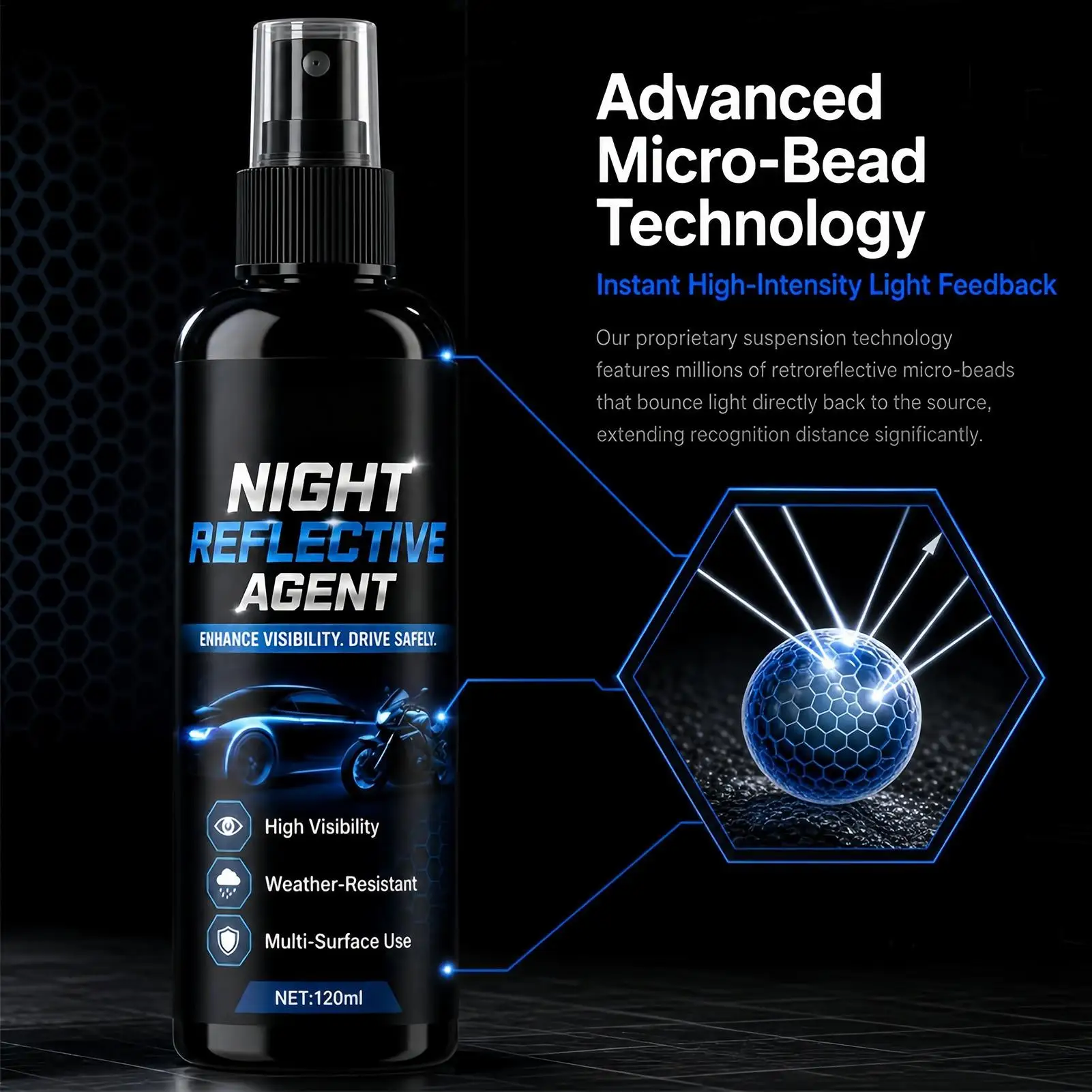 120ml Night Reflective Spray Waterproof Fluorescent Marking Spray  Bicycle Luminous Marking Paint Glow Dark Spray Paint