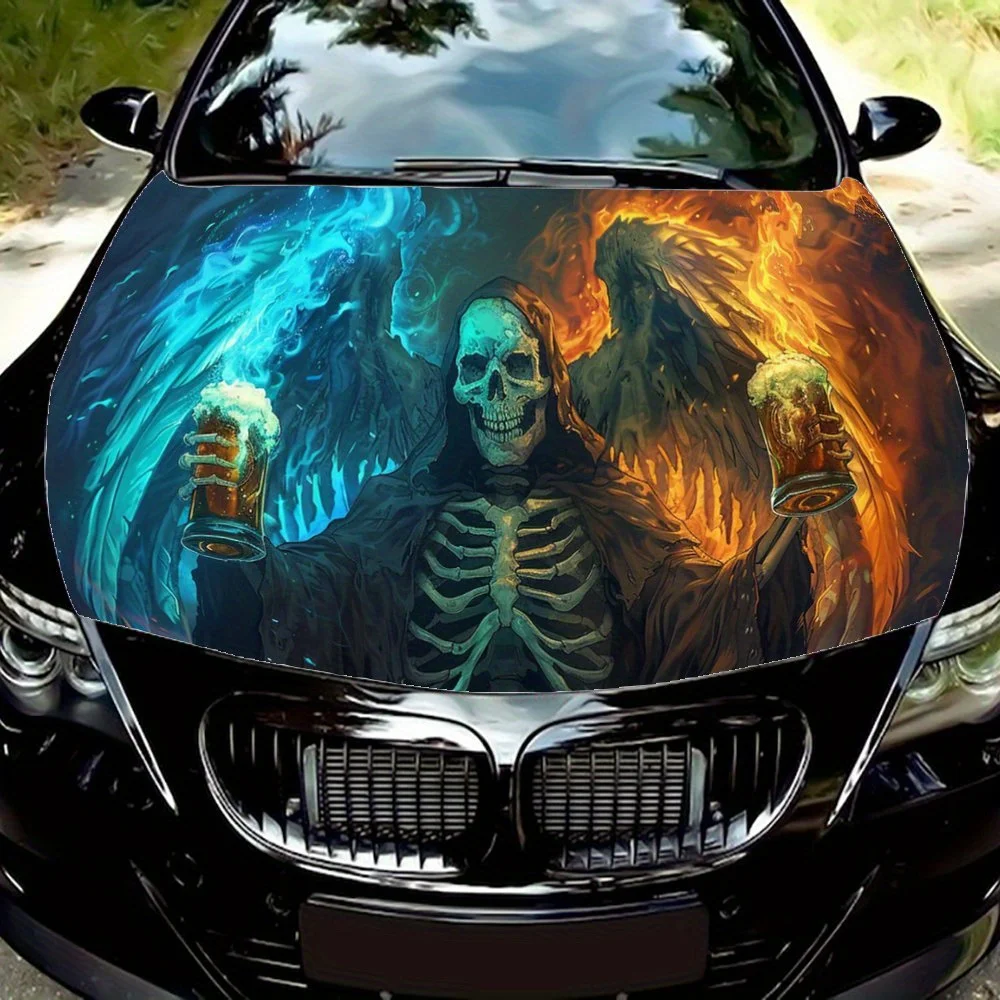 

Soul Flames Beer Shadows Car Hood Decal,Self-Adhesive PVC hood Sticker Decor Scratch Resistant Sticker Protect,Auto Accessories