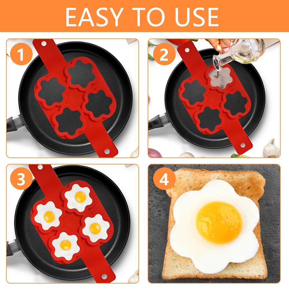 Egg Pancake Ring Nonstick Pancake Maker Mold Silicone Egg Cooker Fried Egg Shaper Omelet Moulds for Kitchen Baking Accessories