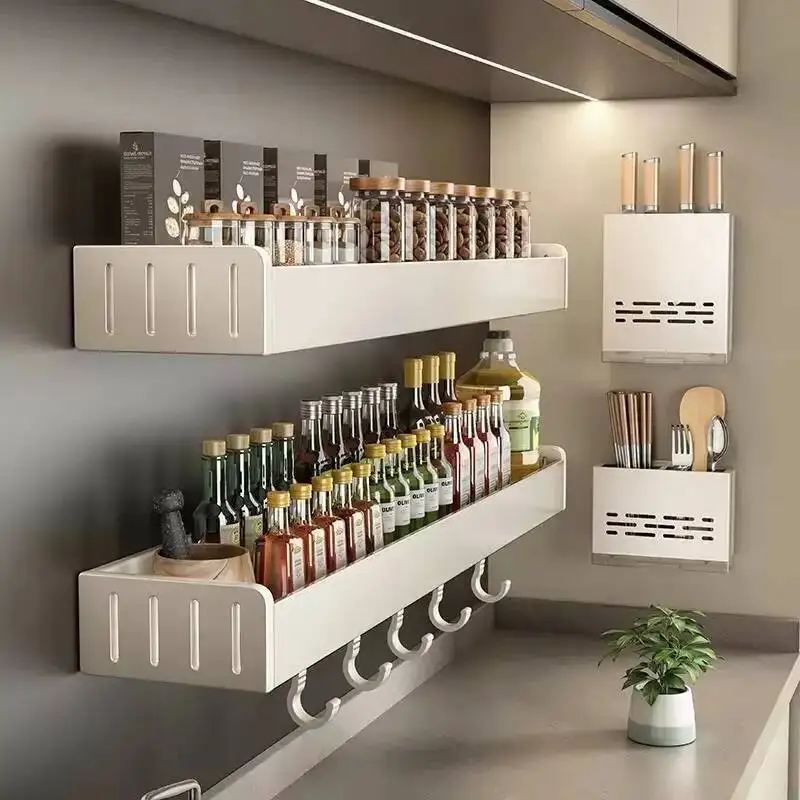 

Bathroom Wall-Mounted Spice Multifunctional Shelf Condiment Storage Shampoo Organizer Rack Kitchen Accessories
