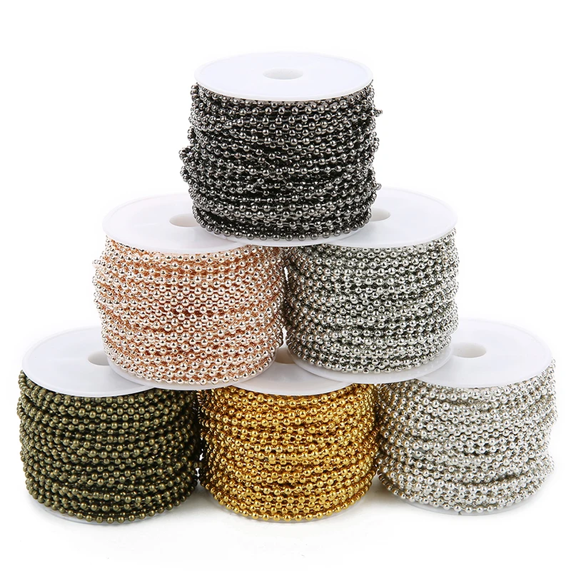 10yards/lot 1.5/2/2.4mm Iron Ball Bead Link Chains Necklace Chain Accessories For DIY Jewelry Findings Supplies Jewelry Making