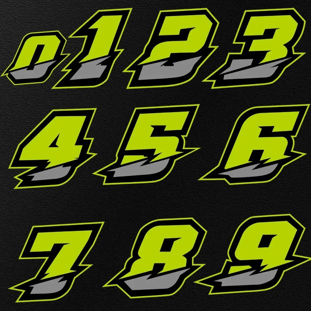 

1PCS/2PCS Motorcycle Racing Arabic Numbers Stickers DIY Refit Reflective Rainbow Sticker Number Helmet Car Styling 3D Decals
