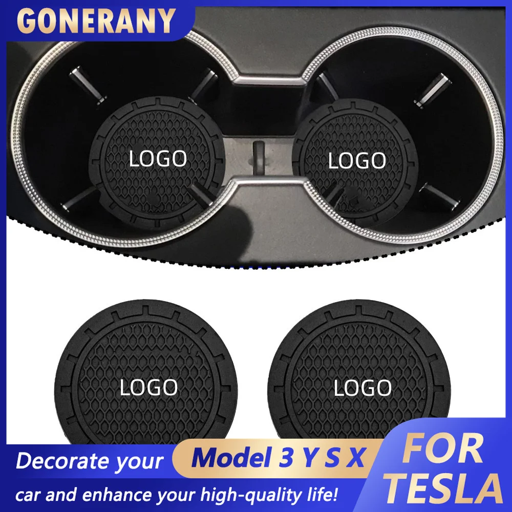 

Car Cup Holder Coasters, Perfect Durable Round Silicone Coasters, Universal Non Slip Cup Holder For Tesla Interior Accessories