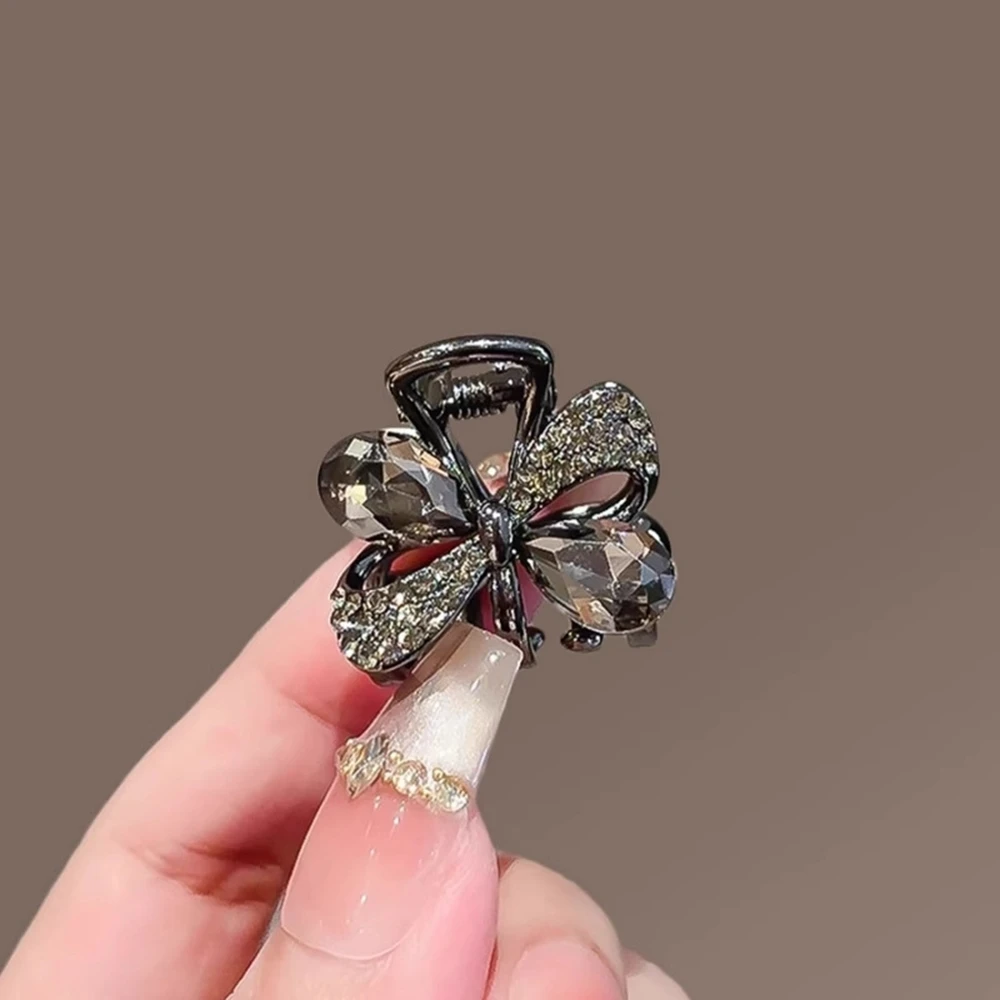 

New Bowknot Rhinestone Black Hair Claws Women Girls Headwear Elegant Shining Hairpins Side Bangs Barrettes