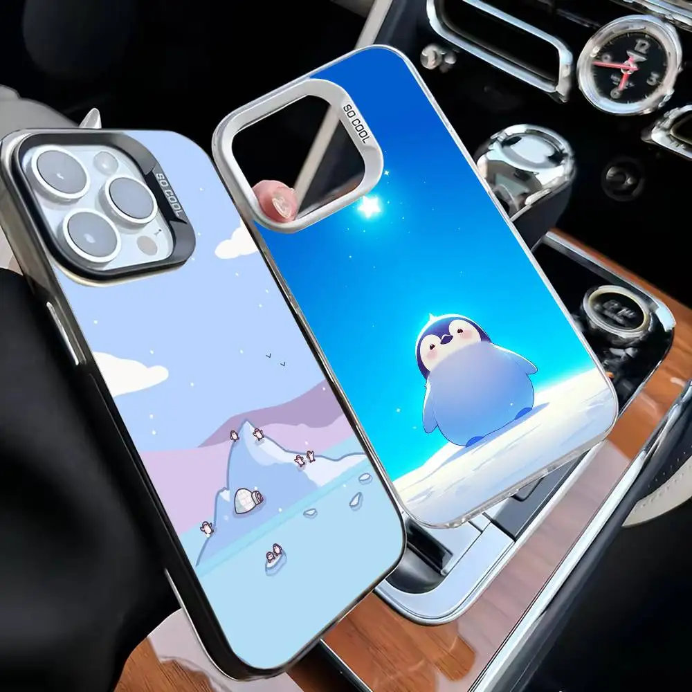 Coque de téléphone pingouin Animal pour iPhone 16,15,14,13,12,11,Mini,Pro,MAX, blanc mat, antichoc