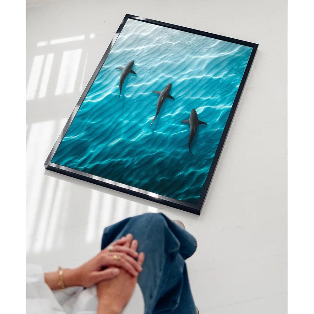 الأزرق المحيط قماش اللوحة النسور القرش زاوية المشارك البحر السلاحف ديكور اللوحة جدار الفن لغرفة ديكور المنزل الجداريات غير المؤطرة #4