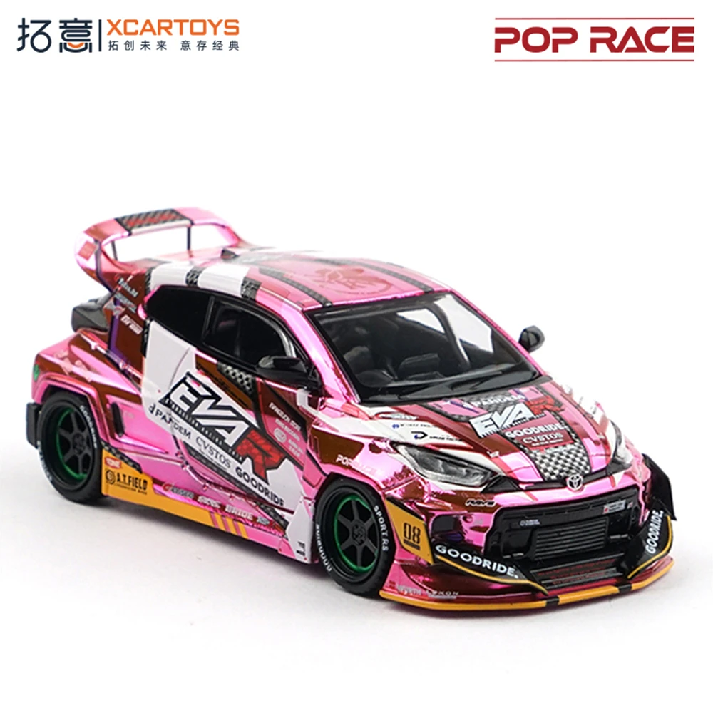 

POPRACE 1/64 орнамент суперкара Goodride GR Yaris Pandem-EVA08, модель гоночного автомобиля, имитация сплава, литая под давлением коллекция автомобилей