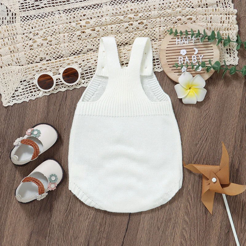 Baby Bodysuit Knit Infant Girl Boy Jumpsuit Sleeveless Summer Newborn Kid Sling Clothes Fashion Embroidery Rooster 0-18M Overall