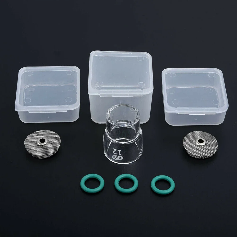 Glass Cup Kit 6PCS #12 for TIG Welding Torch For WP-9 For WP-17 For WP-18 For WP-26 Gas Lens with 2 Wire Mesh 3 Seals