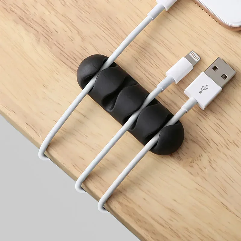 Cable Organizer Silicone USB Cable Winder Desktop Tidy Management Clips Cable Holder Wire Organizer Auto Interior Accessories