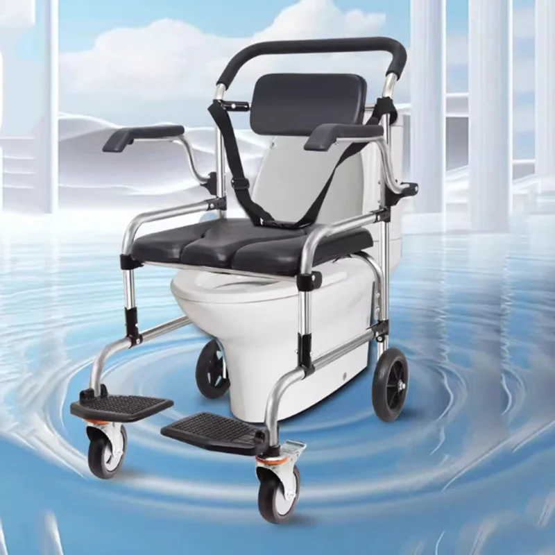 Folding Toilet Bathroom Chair Elderly Portable Medical Wheels Stool Space Saving Bedroom Disabled Plegable Home Furniture