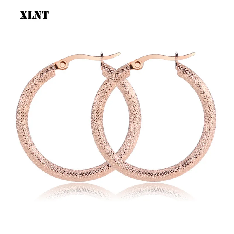 XLNT  2019 Punk 20-40mm Diameter Hoop Earrings For Women Statement Earrings Fashion Stainless Steel Jewelry Accessories