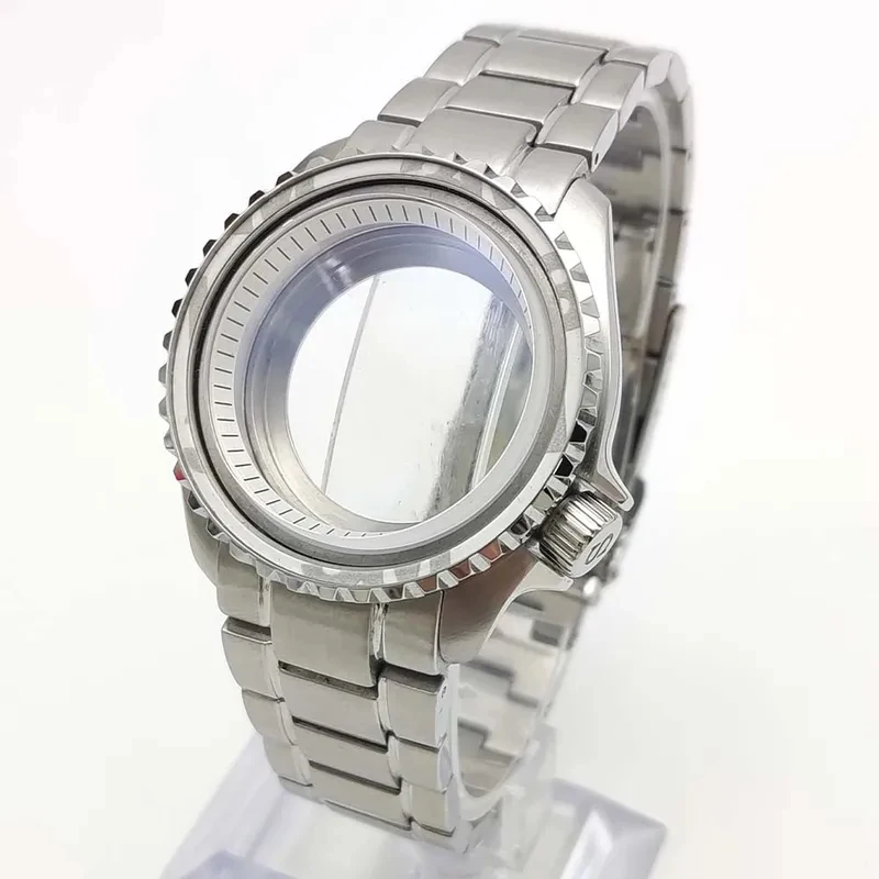 42mm Watch Case Kit for NH35/36 Fits 28.5mm Dial, Sapphire, Multi-Color Bezel, Stainless Steel Bracelet, Screwed Crown, Exhibiti