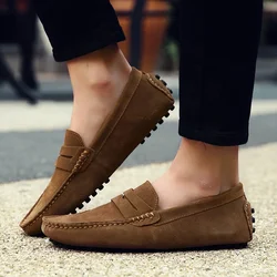 High Quality Suede Men Casual Shoes Non-slip Mens Driving Shoes Slip on Flats Loafers Leather Shoes 10 Colors Size 38-49