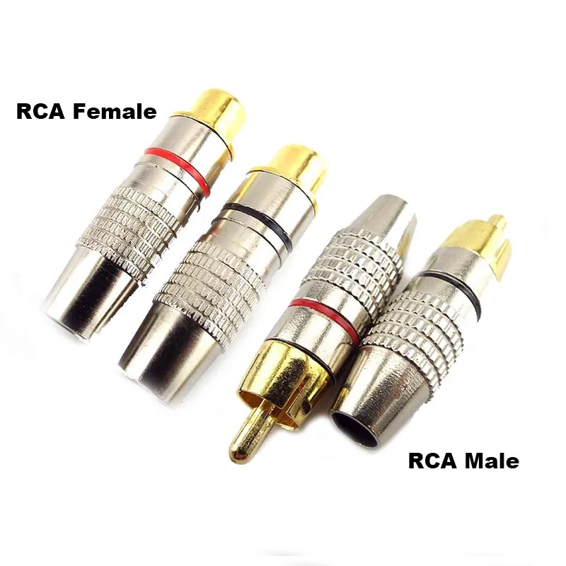 Balck + Red RCA Male to Female Video Adapter Connector RCA Female to Cabling Jack Plug Convertor for Coaxial Cable D5