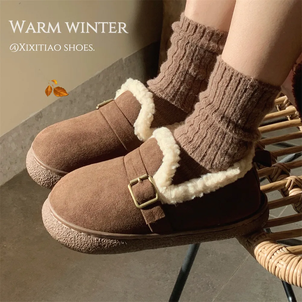 

Casual Fashion Flat Boots Cute Warm Winter Durable Shoes Womens Snow Boots Loafer Flats Platform Shoes for Women