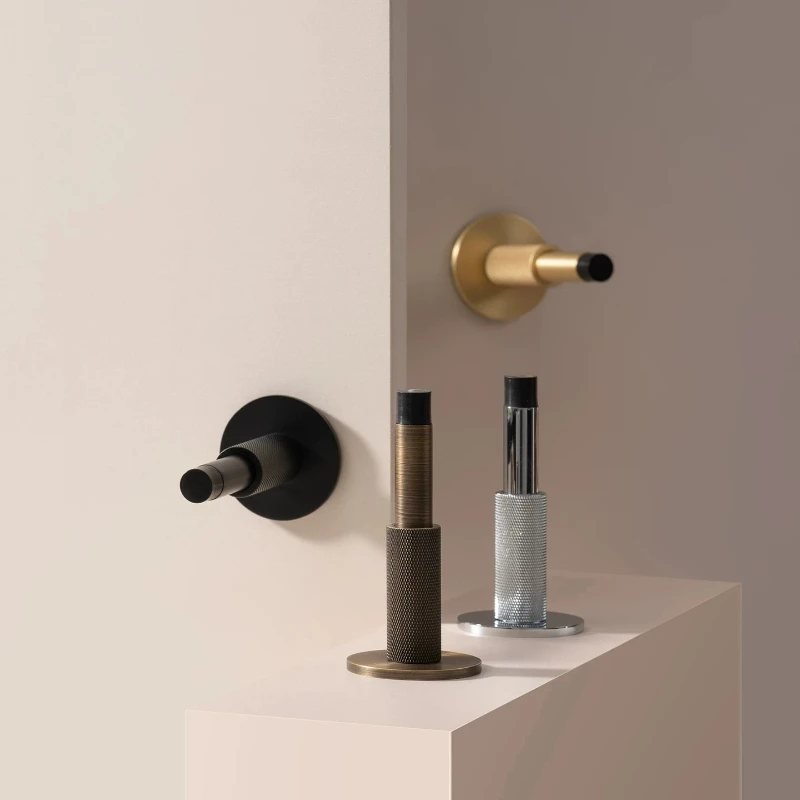 Brass Door Stop Adjustable Length Extended Door Stopper Bumper Hardware Indoor Wall Mount Door Protector Home Improvement