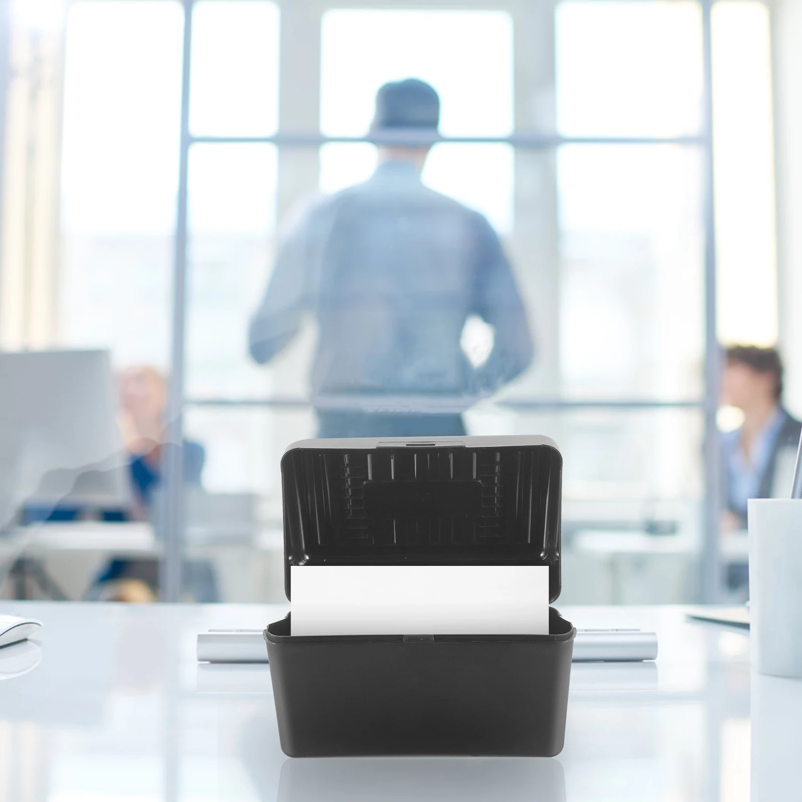 

Business Card Box Desktop Plastic Holder Organizer Stand Non-Slip for Office Business Meeting Plastic Cards Stand