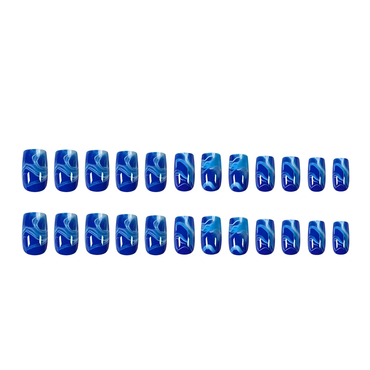 24pc blau Ozean gefälschte Nägel kurze quadratische Kopf Ballett falsche Nägel Französisch Ballerina drücken auf Nägel volle Abdeckung Acryl Nail Art Tipps