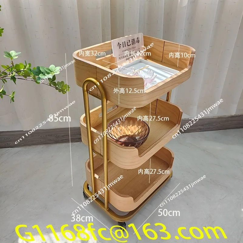 High Quality Multi-layer Wooden Mobile Storage Hand Push Tool Cart