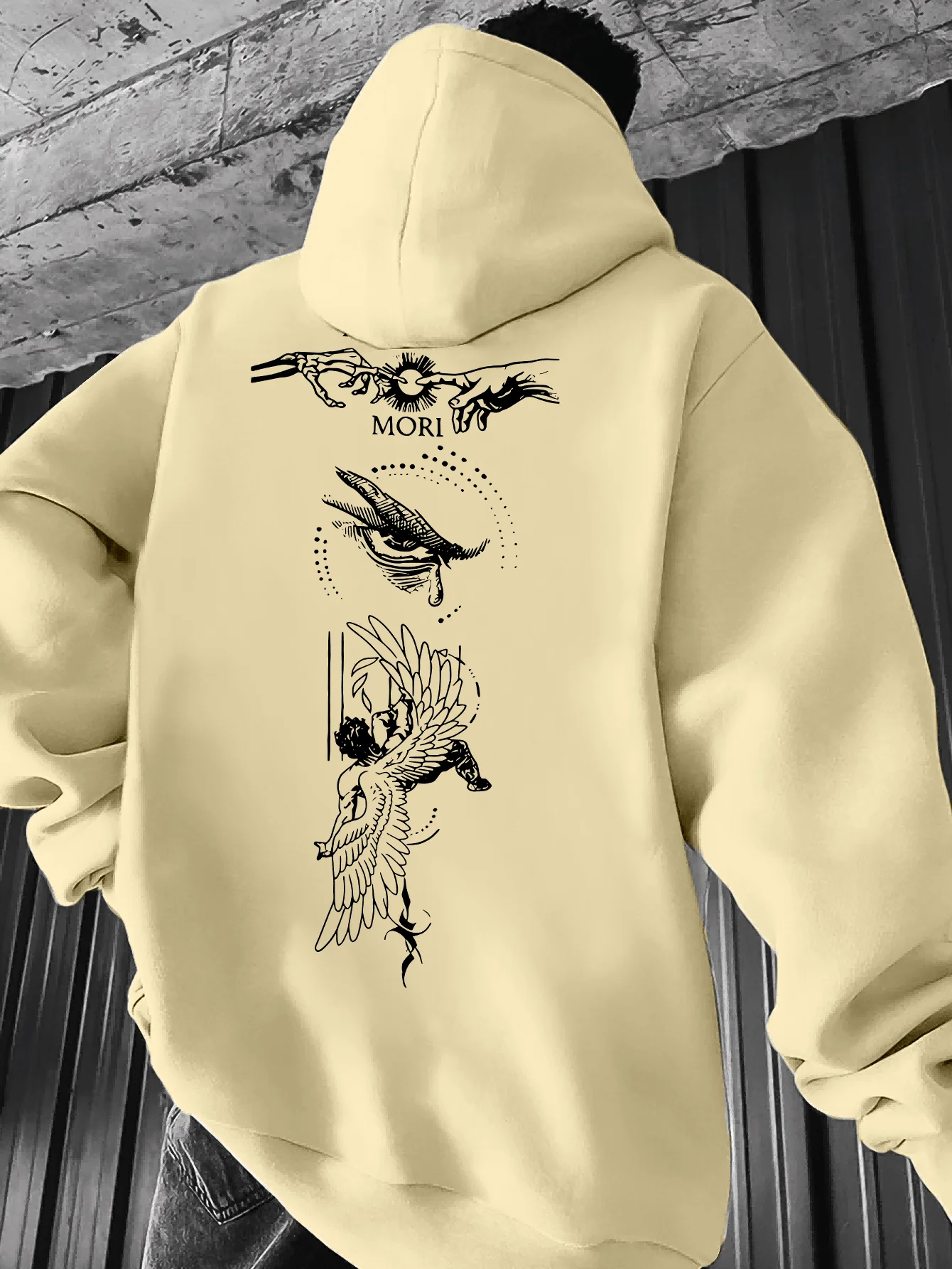 Unisex hoodie featuring a dark, edgy autumn/winter aesthetic and unique, mysterious graphic prints. - view 3