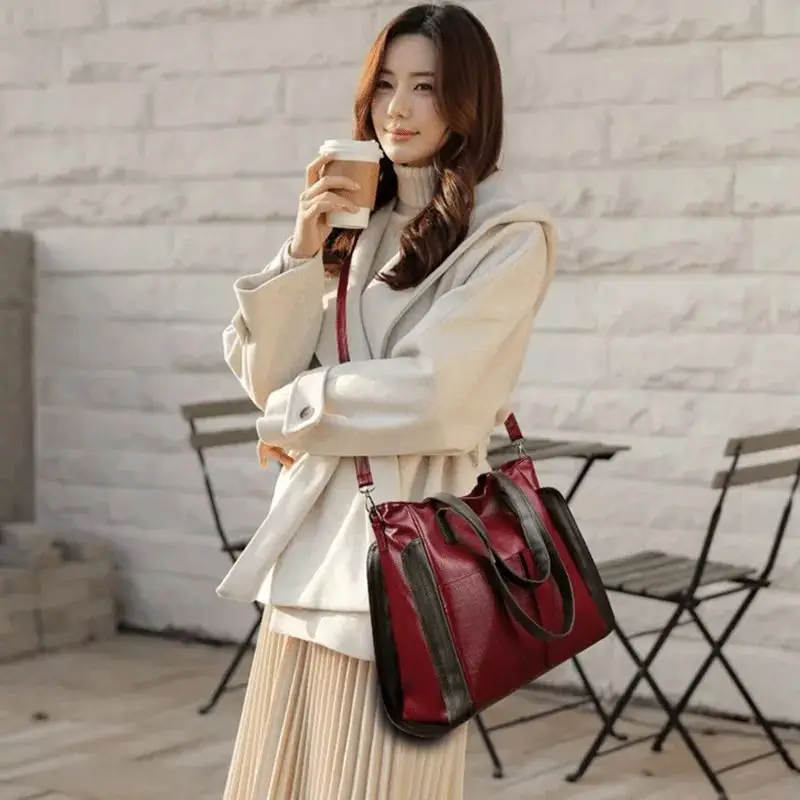 Large capacity waterproof soft leather bag 2022 The new woman Multifunctional Travel Shoulder Bags cross-body bag handbag