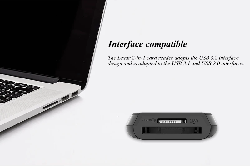 Original Lexar Professional RW470 USB3.2 Gen1 Typ C Kartenleser Dual Slot Reader Unterstützung Micro SD Karte SD Karte Lesen Max 312 MB/s – Detail 3
