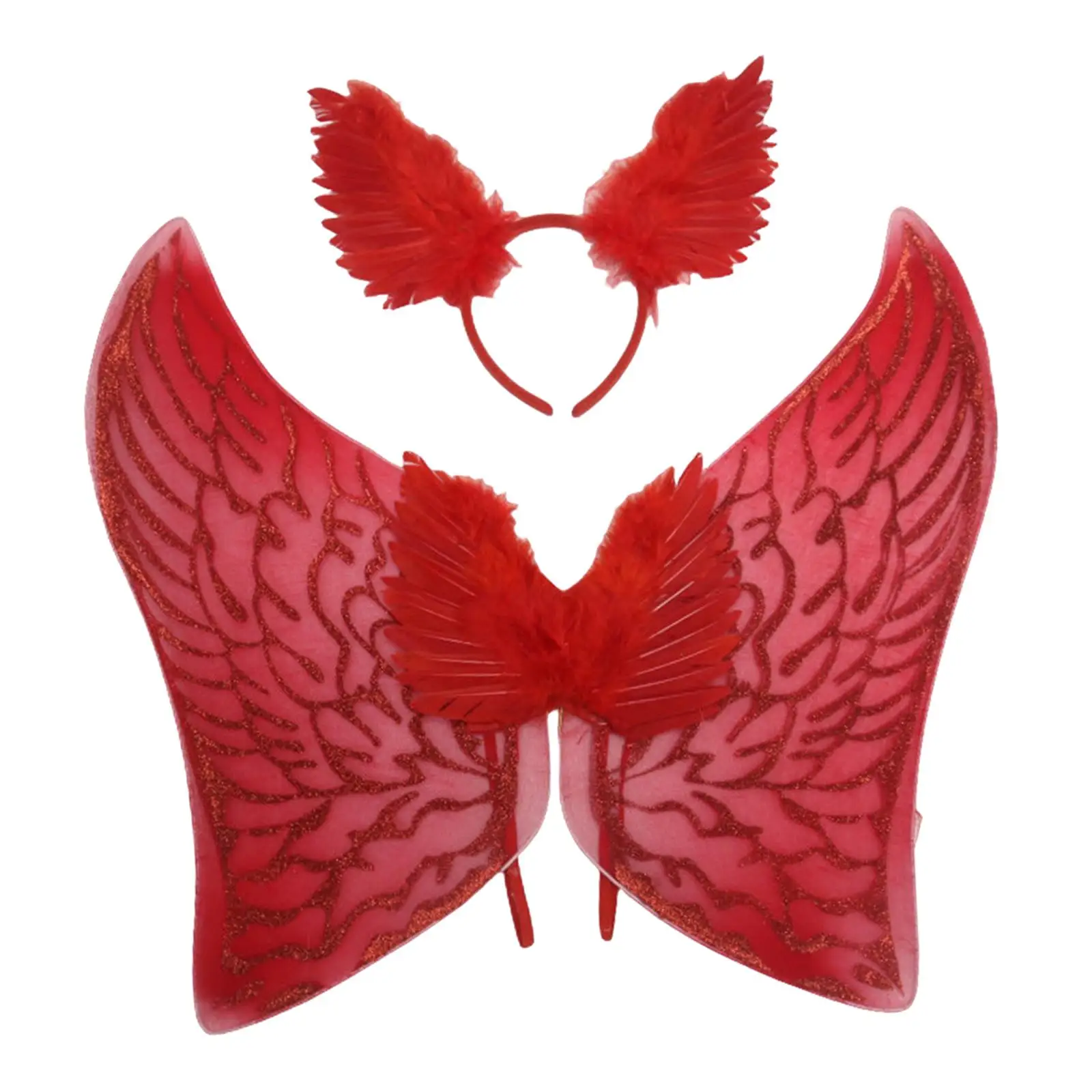 フェザー エンジェル ウィング 大人 子供 プリンセス コスプレ ハロウィン カーニバル パーティー用 レッド