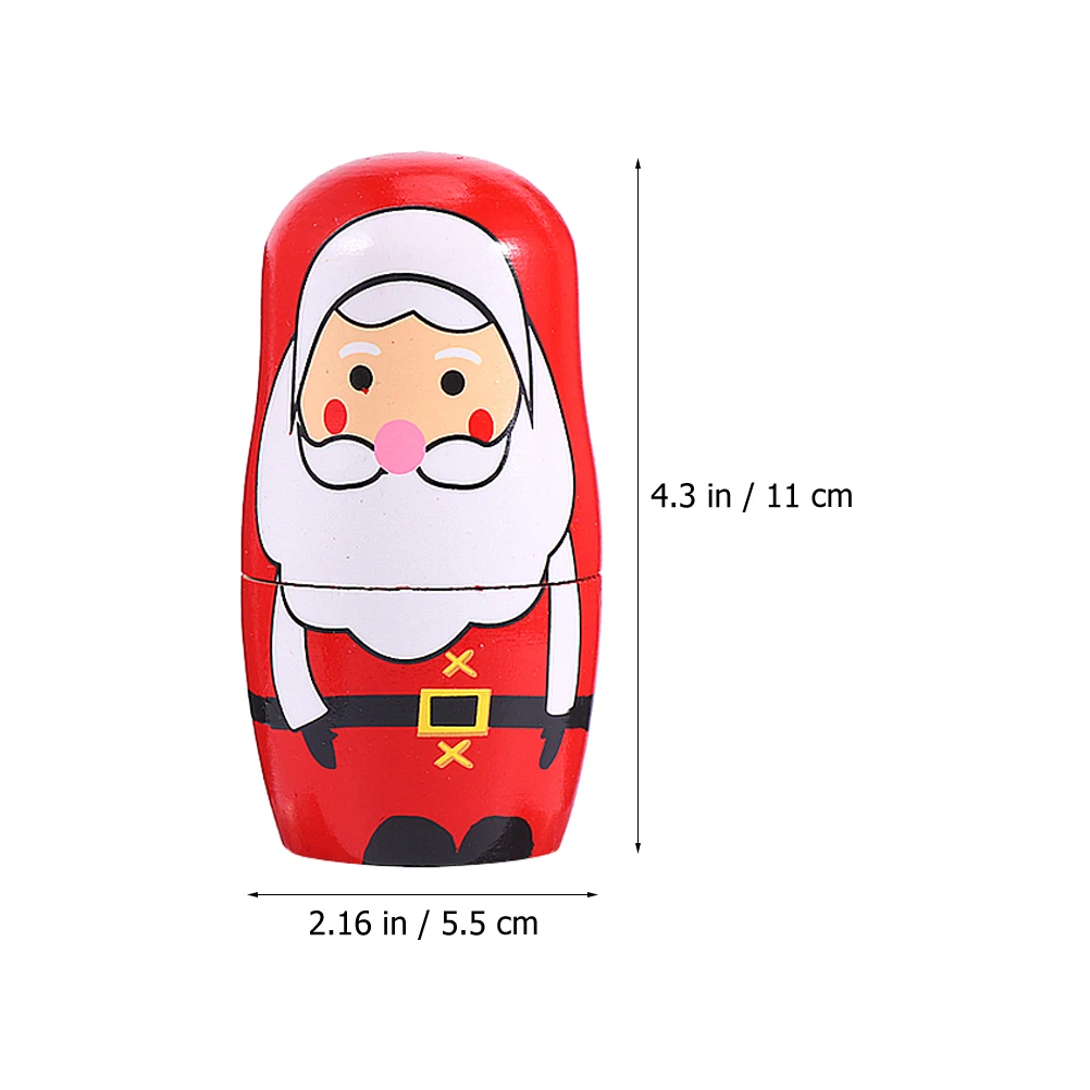 

1 Set Of 5-Layer Wooden Christmas Nesting Russian Santa Clause Cartoon Decorative For Kids Home Party Decoration Wood Craft