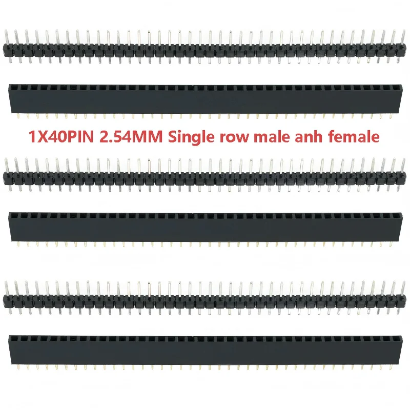 

10Pcs Connector 2.54mm 40 Pin 1x40 Single Row Male And Female 2.54 Breakable Pin Header PCB JST Connector Strip For Arduino DIY