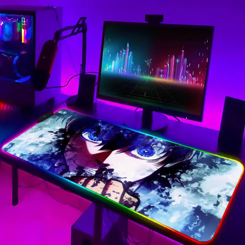 Blue LockS Mouse Pad Xxl Laptop Mat Gifts Gaming Rgb Mousepad Backlit Keyboard Gamer Girl Table Pads Deskpad