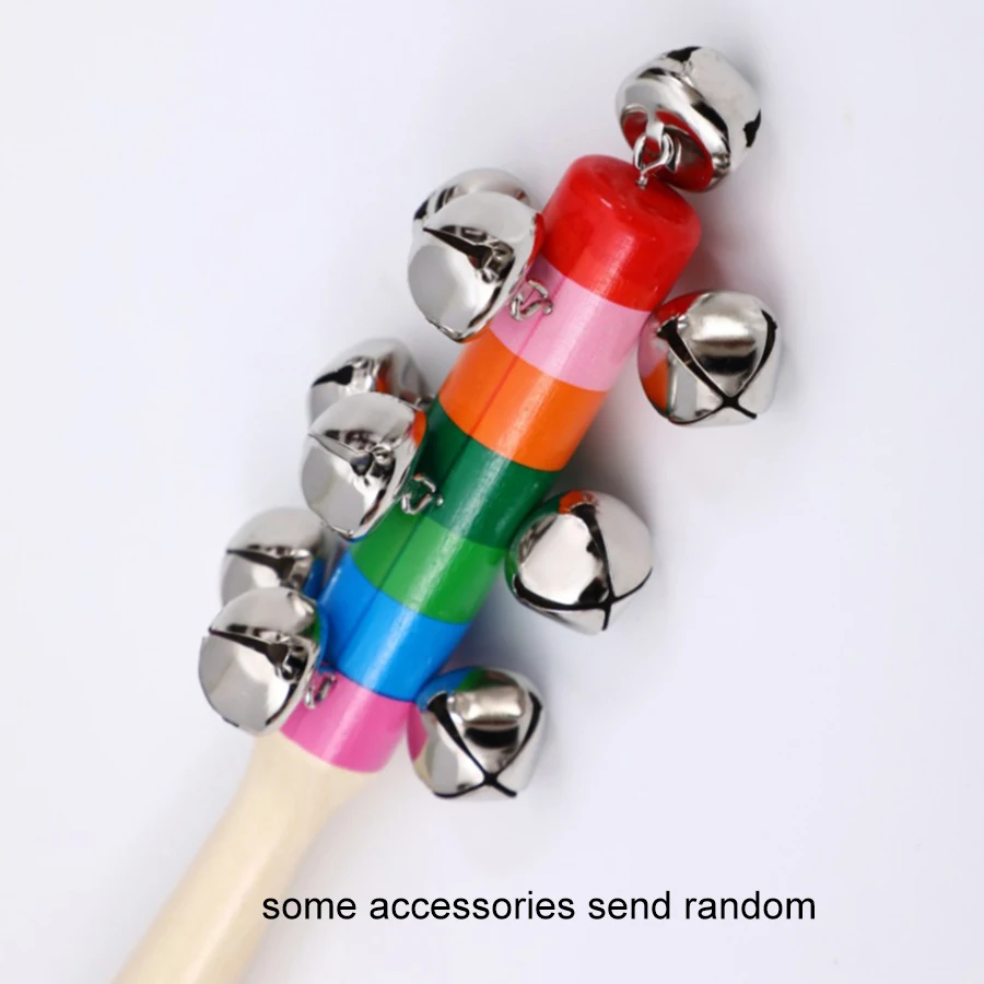 1pcs Colorful Rainbow Hand Held Bell Stick Wooden Discussion Musical Toy for Adult KTV Party Kids Game Gift