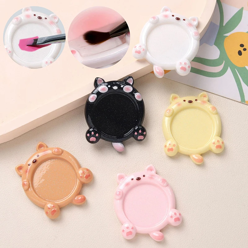 

2Pcs Cute Resin Paint Palette Nail Art Palette Nail Art Display Stand Mini Portable Tone Nail Tools Art Supplies Decorative
