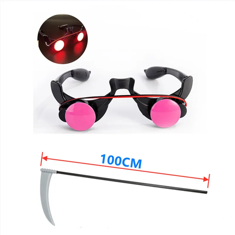 キッズ レッドアイド リーパー コスチューム 鎌 ハロウィン 小道具 取り外し可能なチェーン付き ホラー ロールプレイ アクセサリー 死神テーマ