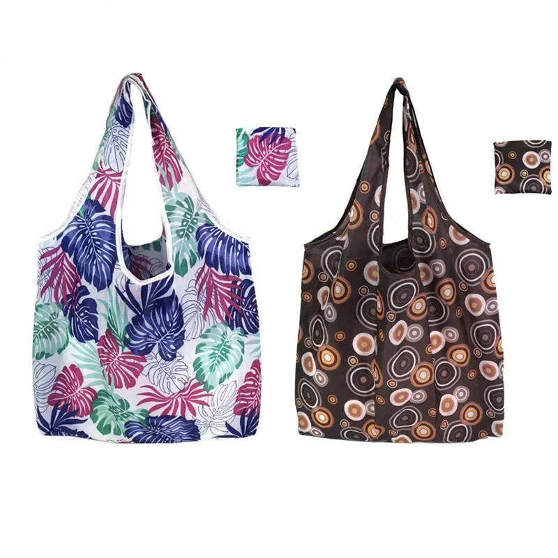 Bolsas de compras reutilizables ecológicas florales a la moda, bolso de compras plegable, bolso de viaje portátil, bolsas de hombro para