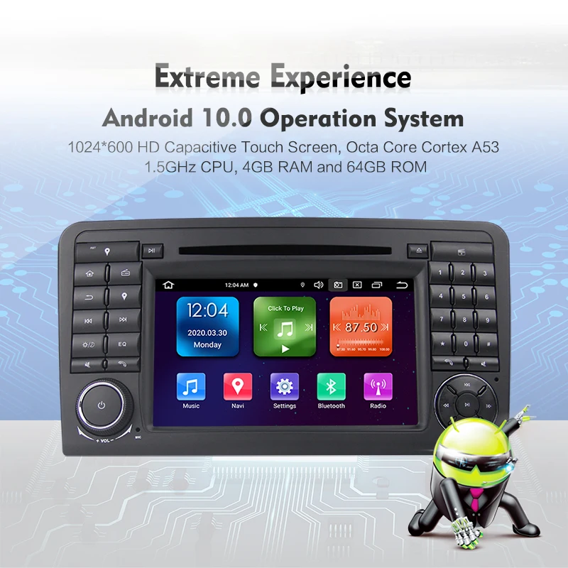 7 "Android11.0 RK PX5 4G + 64G 8-Core DAB + lettore CD/DVD per auto per Mercedes ML/GL Klasse W164 X164 DSP CarPlay integrato AndroidAuto