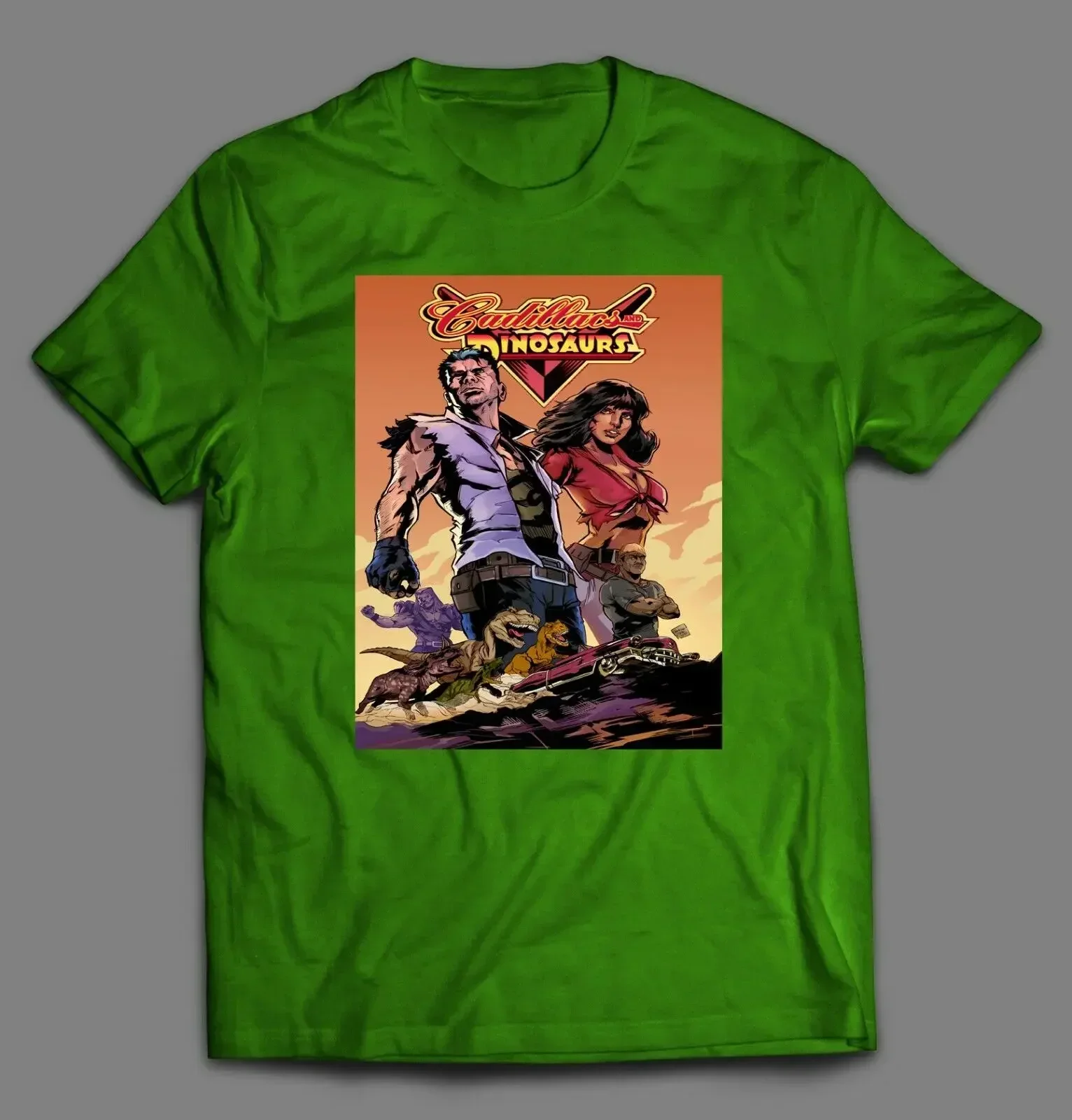 CADILLACS AND DINOSAURS RETRO VIDEO GAME COMIC ART T SHIRT MANY COLORS
