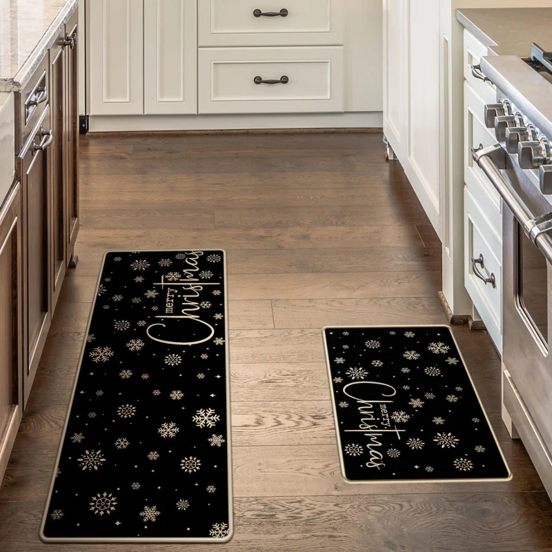 Merry Christmas kitchen floor mat 2-piece set Winter farmhouse style decorative door mat 20inx31in 18inx47in