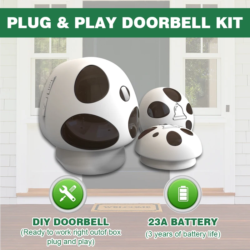 HTZSAFE Wireless Doorbell, Loud Enough 5 Volume Levels, 35 Chimes, 1300FT Range Coverage, LED Flash,Portable Plug-in Receiver