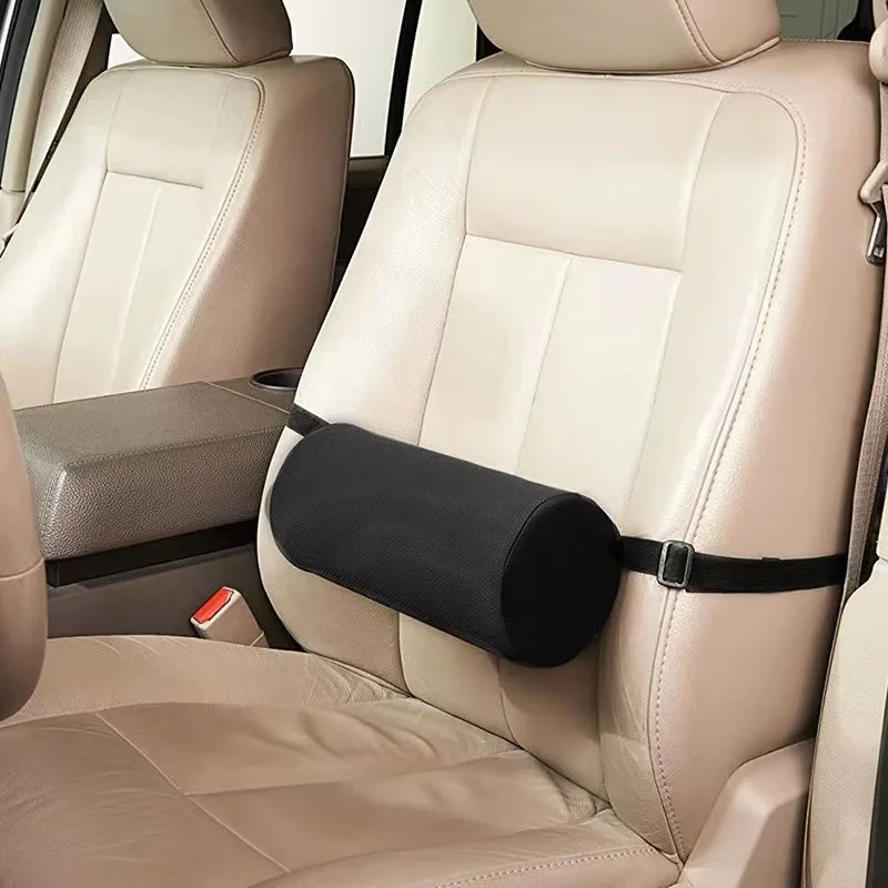 Zylindrisches Lendenwirbelstützkissen aus Memory-Schaum, ergonomisches Rückenkissen für Auto, Bürostuhl, verstellbare Taillenstütze