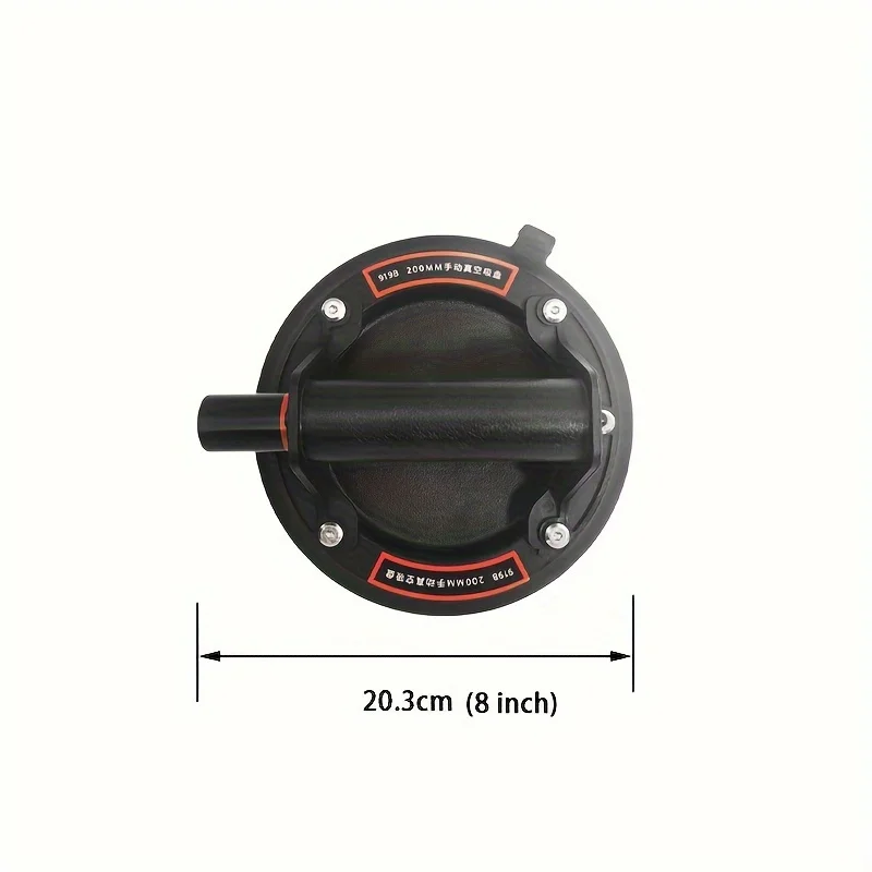 2025 New industrial suction cup with 200KG load capacity, 8-inch rubber bottom and plastic handle for handling large glass