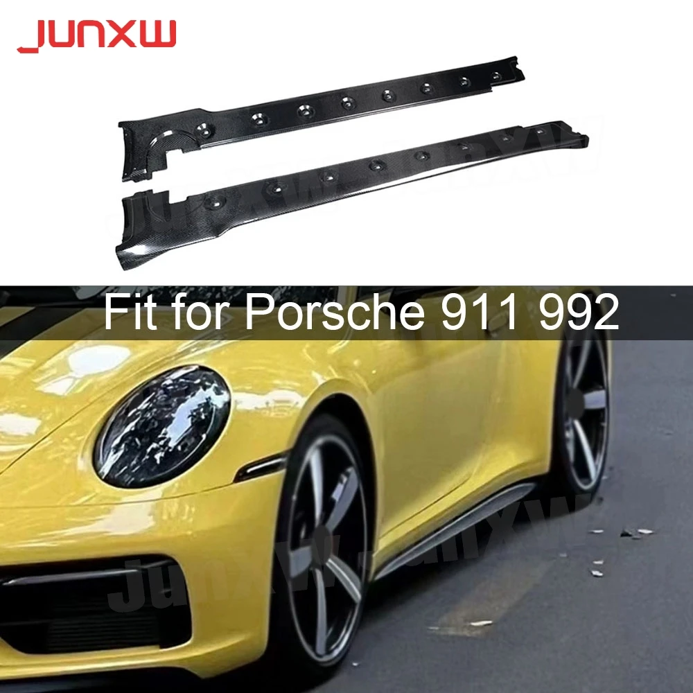 

Carbon Fiber FRP Side Skirts Apron Extension Lip Spoiler for Porsche 911 992 2022 Body Kits Door Bumper Trim Cover Car Styling