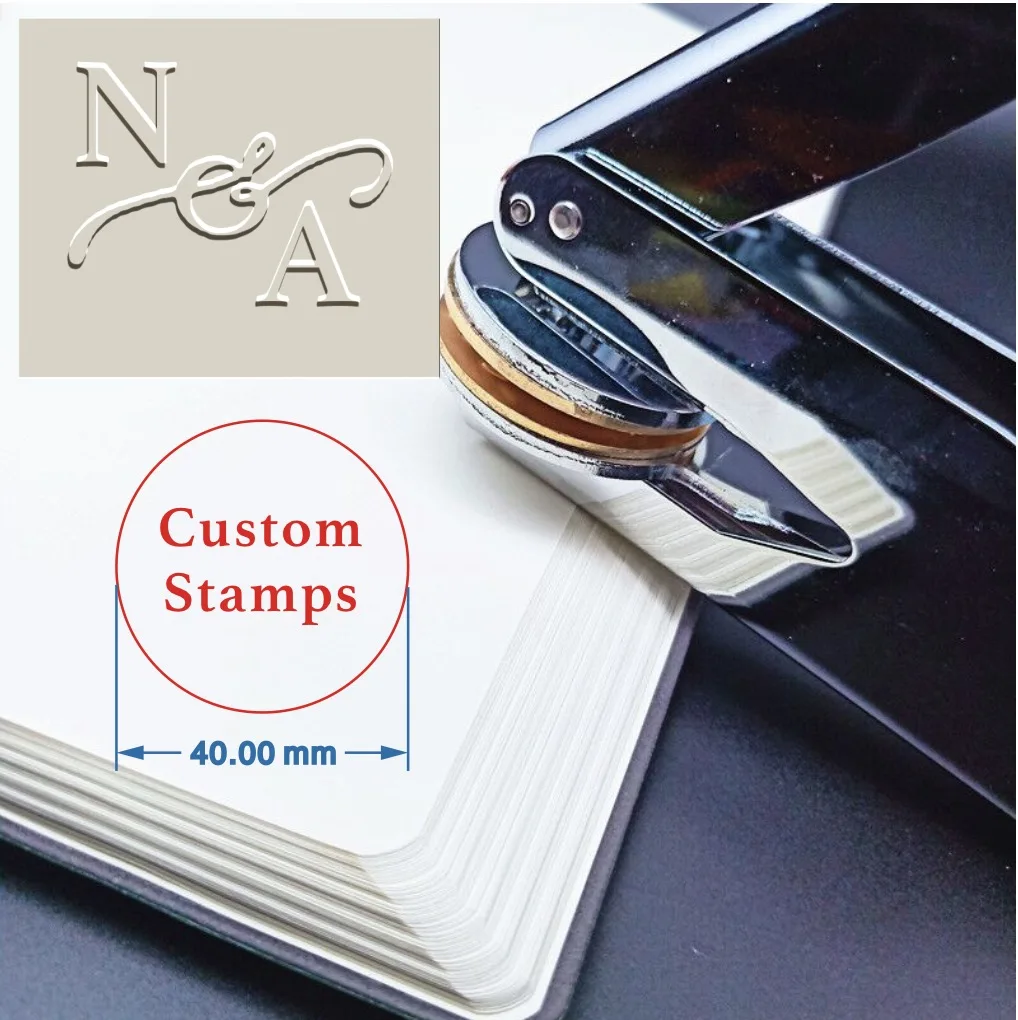 Custom Initials Embosser stamp,Book Embosser Personalized Wedding Embossing Stamp, Address Stamp, Form the Library Embosser